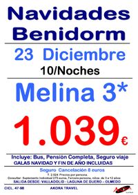 Benidorm NAVIDAD MELINA 2.024 10 NOCHES AK 1.039
